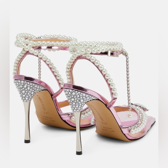 Mach & Mach Pearl Chain PVC Pointed Toe Heels Pink US 9.5 - Picture 3 of 11